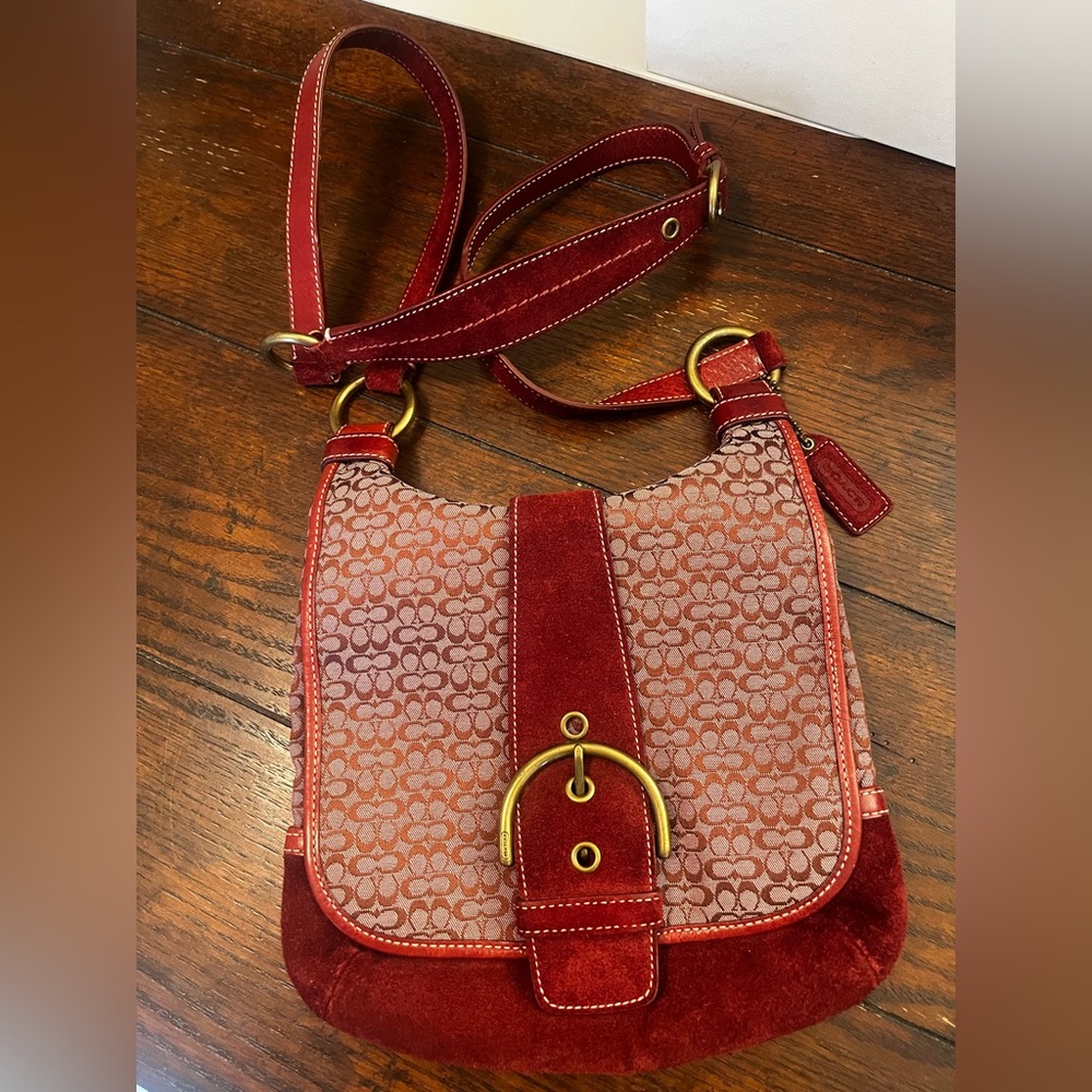 Coach Red Crossbody Bag with Gold Hardware